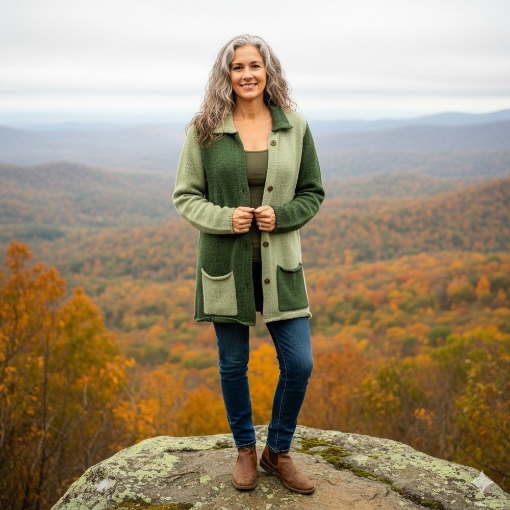 Stitches In Time Lambswool Knit Cardigan Green Color Block Large FLAW
